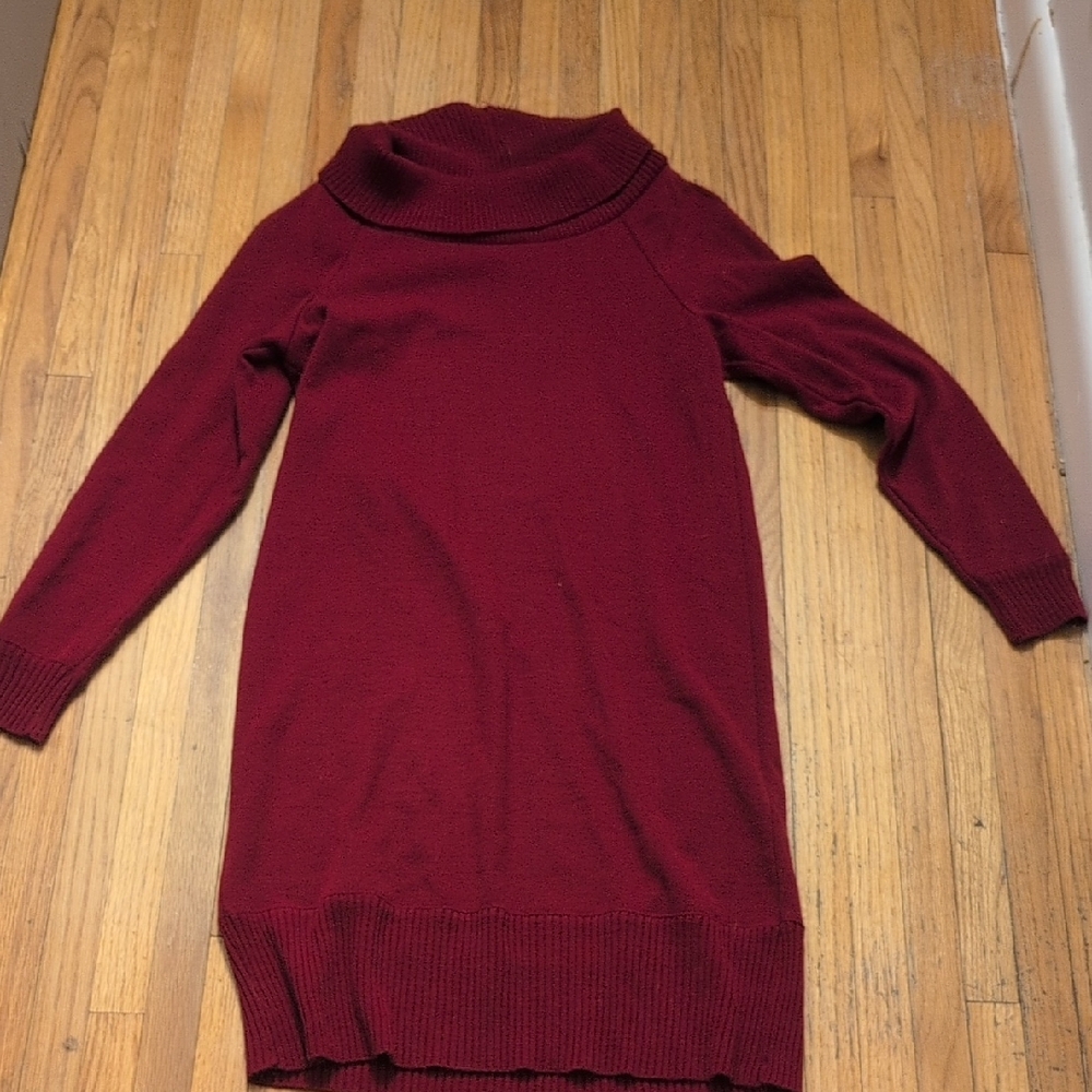 Kim Rogers Burgundy Cowl Neck Sweater Dress